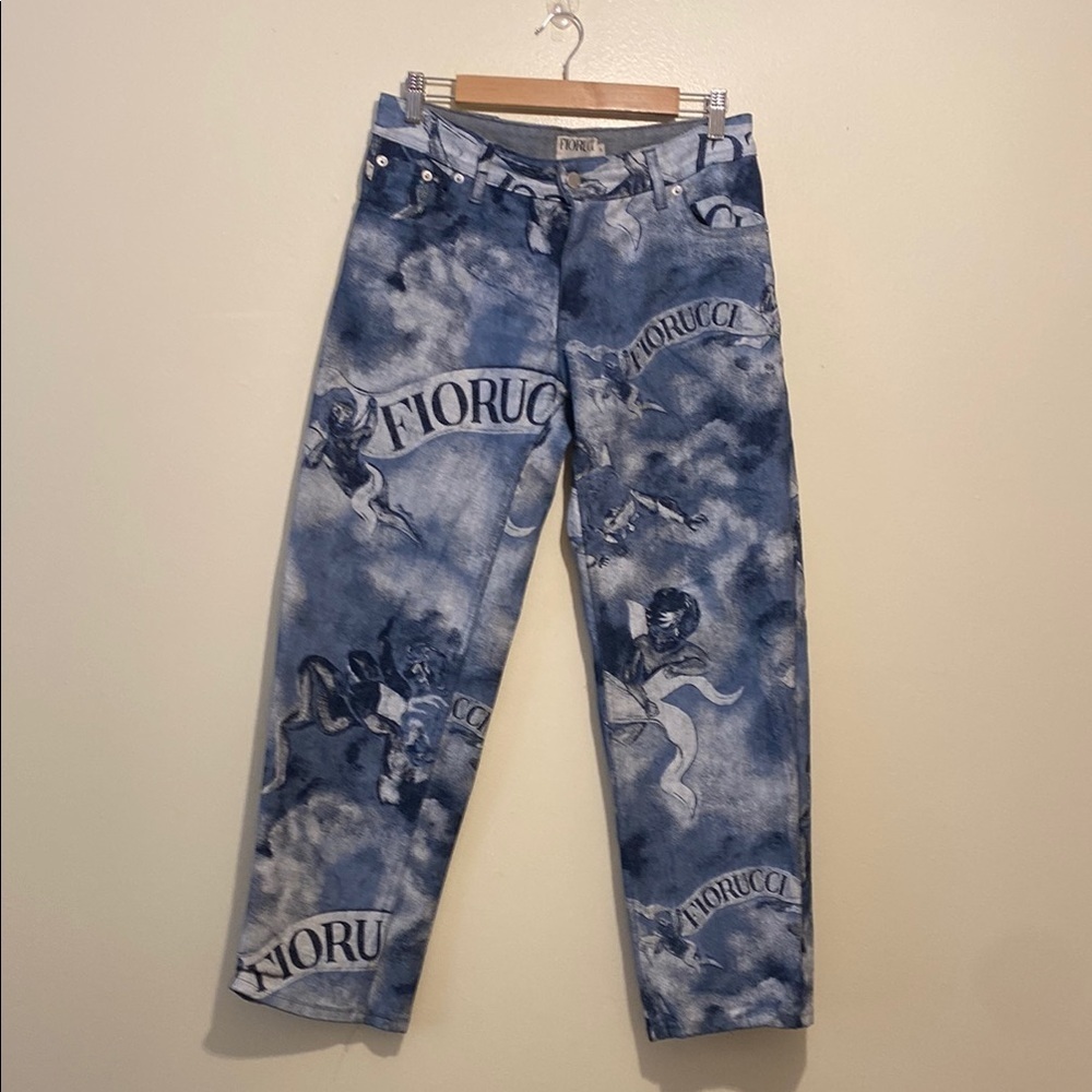 Fiorucci Cloud Print Blue Jeans. Size 29